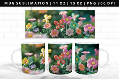 Flower 11oz, 15oz Mug Sublimation | Mug Wrap PNG Product Image 1
