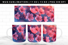 Flower 11oz, 15oz Mug Sublimation | Mug Wrap PNG Product Image 1