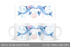 Cute Dolphin Mug Design. Sea Mug Sublimation Product Image 1