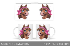 Cute Horse Mug Design. Horse Sublimation Product Image 1