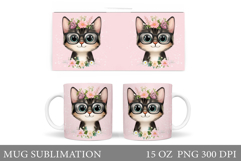Cute Cat Mug Design. Cute Cat Sublimation Product Image 1