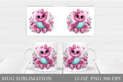 Cute Bird Mug Design. Bird Flowers Mug Sublimation Product Image 1