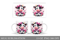 Cute Cow Mug Design. Cute Cow Sublimation Product Image 1