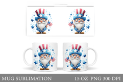 Patriotic Gnome Mug Design. Patriotic Mug Sublimation Product Image 1