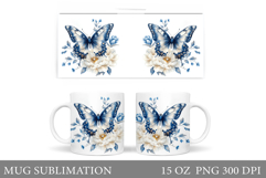 Butterfly Mug Sublimation. Butterfly Flowers Mug Design Product Image 1