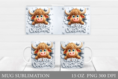 Christmas Cow Mug Design. Christmas Mug Sublimation Product Image 1