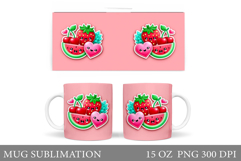 Berries Mug Sublimation. Watermelon Mug Wrap Design Product Image 1