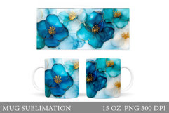 Flowers Mug Sublimation. Floral Mug Wrap Design Product Image 1