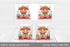 Highland Cow Mug Design. Summer Cow Mug Sublimation Product Image 1