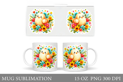 Cute Chick Mug Design. Chick Flowers Mug Wrap Sublimation Product Image 1