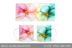 Flowers Mug Sublimation. Floral Mug Wrap Design Product Image 1