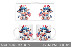Patriotic Cow Mug Design. Patriotic Mug Sublimation Product Image 1