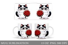 Cute Cat Mug Design. Valentines Mug Sublimation Product Image 1