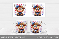 Patriotic Cow Mug Design. Patriotic Mug Sublimation Product Image 1