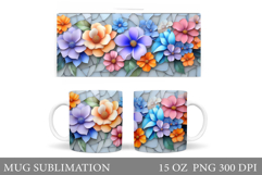 Flowers Mug Sublimation. Floral Mug Wrap Design Product Image 1