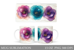 Flowers Mug Wrap Design. Flowers Sublimation Product Image 1
