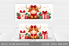 Christmas Cow Mug Design. Christmas Mug Sublimation Product Image 1