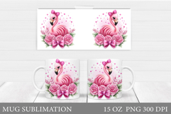 Flamingo Mug Wrap Design. Flamingo Mug Wrap Sublimation Product Image 1