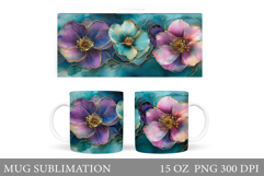 Flowers Mug Wrap Design. Flowers Sublimation Product Image 1