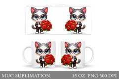 Cute Cat Mug Design. Valentines Mug Sublimation Product Image 1