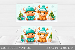Christmas Cow Mug Design. Christmas Mug Sublimation Product Image 1