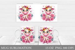 Cute Cow Mug Sublimation. Cow Flowers Mug Wrap Design Product Image 1