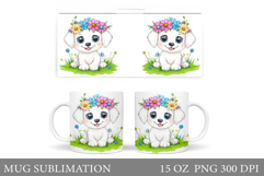 Dog Mug Sublimation. Dog Flowers Mug Design Product Image 1