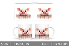 Cute Pig Mug Design. Cute Pig Sublimation Product Image 1