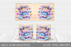 Highland Cow Mug Sublimation. Summer Cow Mug Wrap Design Product Image 1
