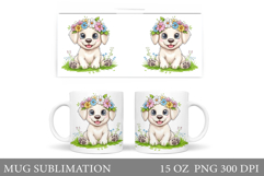 Dog Mug Sublimation. Dog Flowers Mug Design Product Image 1