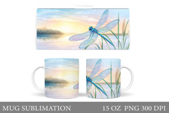 Dragonfly Mug Sublimation. Summer Mug Design Product Image 1