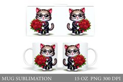 Cute Cat Mug Design. Valentines Mug Sublimation Product Image 1