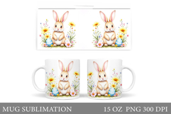 Easter Bunny Mug Design. Bunny Easter Mug Wrap Sublimation Product Image 1
