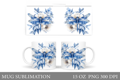 Dragonfly Mug Design. Flowers Mug Sublimation Product Image 1