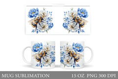 Bee Mug Sublimation. Bee Flowers Mug Design Product Image 1