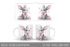 Cute Bunny Mug Design. Bunny Flowers Mug Sublimation Product Image 1