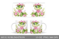 Cute Crocodile Mug Design. Crocodile Flowers Mug Sublimation Product Image 1