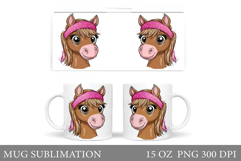 Cute Horse Mug Design. Horse Sublimation Product Image 1
