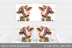 Cute Cow Mug Design. Cute Cow Sublimation Product Image 1