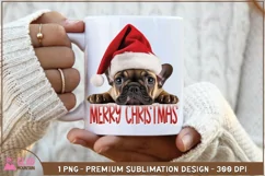 Christmas French Bulldog png, Peeking French bulldog png Product Image 3