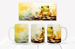 Frog flower mug sublimation design wrap 15 Oz, sublimation mug frog flower design, frog flower sublimation design.