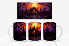 Halloween haunted house mug sublimation design wrap 15 Oz, Halloween mug design, Halloween haunted house sublimation PNG.