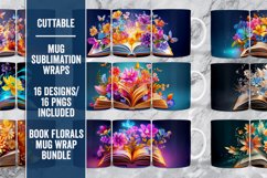 3D Book Flower Sublimation Mug Set, Floral Book Wrap Bundle Product Image 1