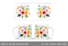 Flowers Mug Design. Floral Mug Sublimation Product Image 1