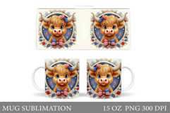 Patriotic Cow Mug Design. Patriotic Mug Sublimation Product Image 1