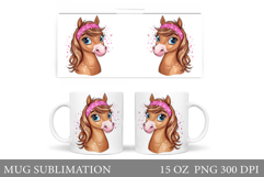 Cute Horse Mug Design. Horse Sublimation Product Image 1