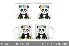 Cute Panda Mug Design. Panda Flowers Mug Sublimation Product Image 1