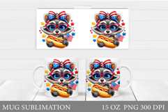 Patriotic Raccoon Mug Design. Patriotic Mug Sublimation Product Image 1