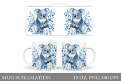 Koala Mug Sublimation. Koala Flowers Mug Design Product Image 1