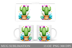 Cactus Mug Sublimation. Cactus Mug Wrap Design Product Image 1